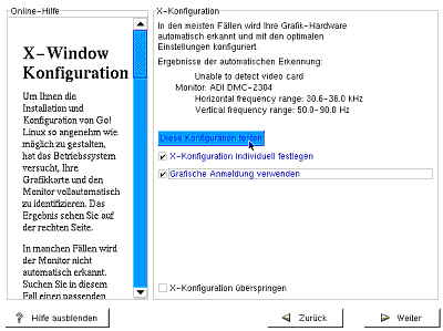 Konfiguration des X Window Systems